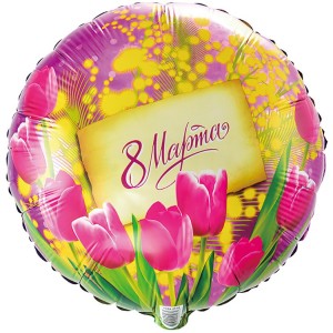 Круг с рисунком 8 марта Тюльпаны и Мимозы